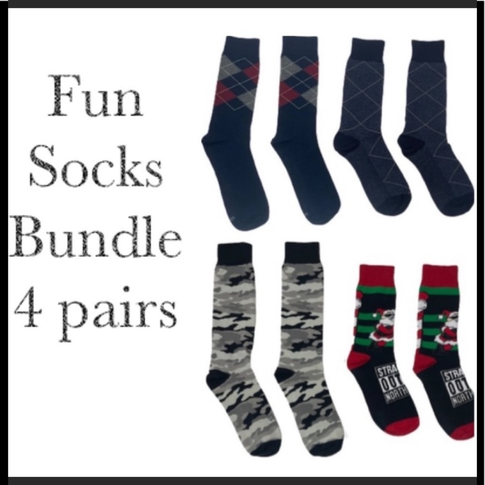 Men’s Socks Bundle Fun Colorful Vintage Pattern Design Graphics Print Black Gray